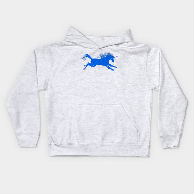 Blue unicorn 02 Kids Hoodie by Condor